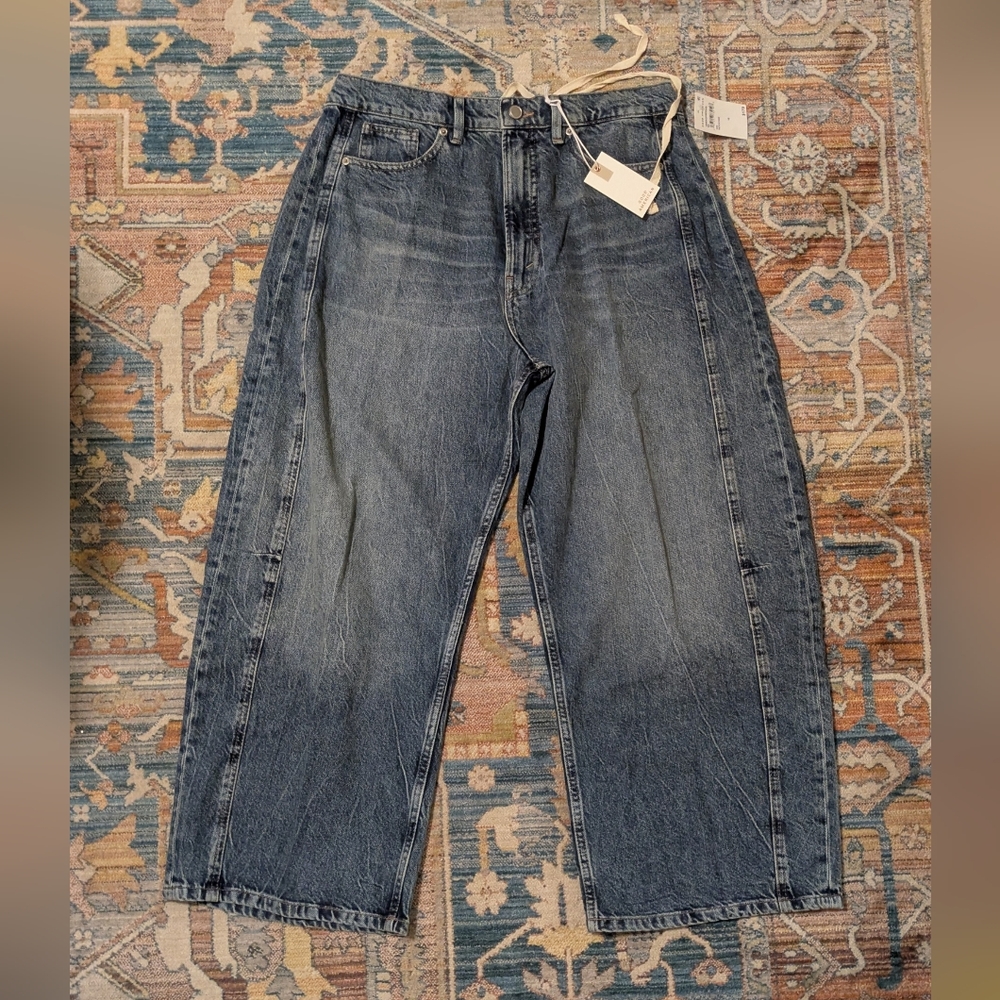 Good American Good Extreme Barrel Jeans Women's Size 10/30 Indigo966 NEW‎